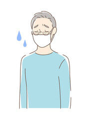 マスクを付けた苦しそうな男性
