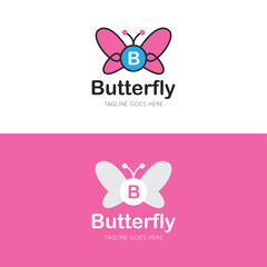 initial letter b butterfly logo and icon vector illustration design template