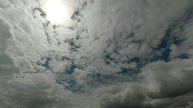 Rainy clouds on sky. Thunderstorm dramatic clouds. 4K Time lapse