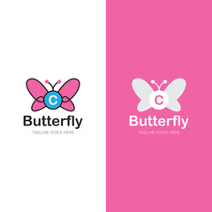 initial letter c butterfly logo and icon vector illustration design template