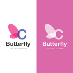initial letter c butterfly logo and icon vector illustration design template