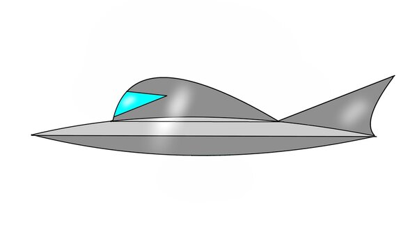 Spaceship grey with blue cockpit