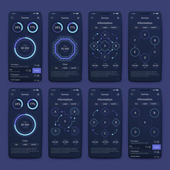 Fototapeta premium Modern infographic vector elements for business brochures. Use in website, mobile design, advertising and marketing. Pie charts, line graphs, bar graphs and timelines.