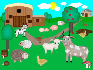 A vector illustration of a animal farm.