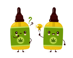 Cute happy funny cannabis CBD oil bottle