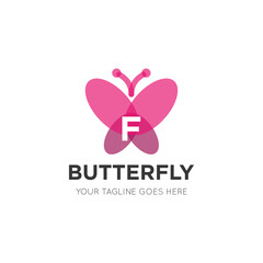 initial letter f butterfly logo and icon vector illustration design template