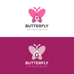 initial letter g butterfly logo and icon vector illustration design template