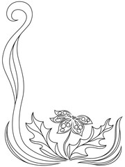 Black contour floral frame