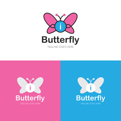 initial letter i butterfly logo and icon vector illustration design template