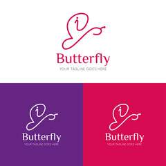 initial letter i butterfly logo and icon vector illustration design template
