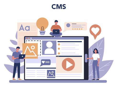Content management and cms concept. Idea of digital strategy