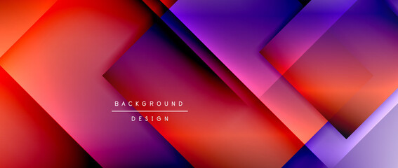 Square shapes composition, fluid gradient geometric abstract background. 3D shadow effects, modern design template