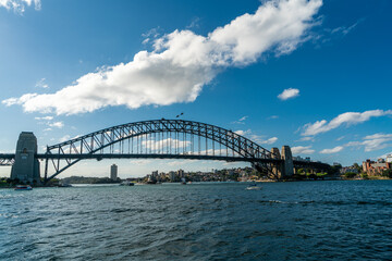 Fototapeta na wymiar view of sydney harbour bridge from Circular Quay in Sydney, Australia