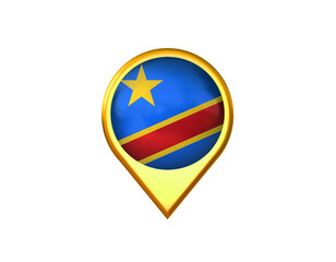 Congo democratic republic flag location marker icon. Isolated on white background. 3D illustration, 3D rendering