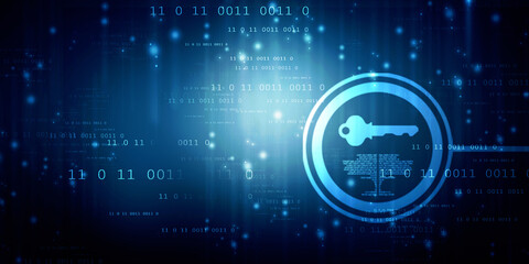 2d illustration digital abstract technology digital future cyber security key