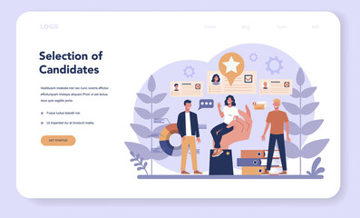 Job interview web banner or landing page. Idea of employment