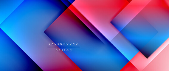 Square shapes composition, fluid gradient geometric abstract background. 3D shadow effects, modern design template