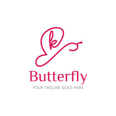 initial letter k butterfly logo and icon vector illustration design template