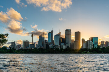 Fototapeta na wymiar Beautiful Sydney downtown skyline during sunset, NSW, Australia