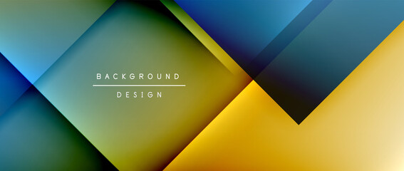 Square shapes composition, fluid gradient geometric abstract background. 3D shadow effects, modern design template