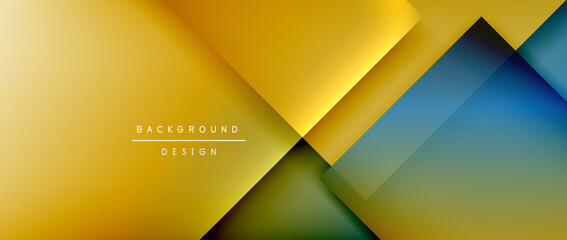 Square shapes composition, fluid gradient geometric abstract background. 3D shadow effects, modern design template