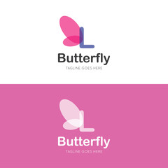 initial letter l butterfly logo and icon vector illustration design template