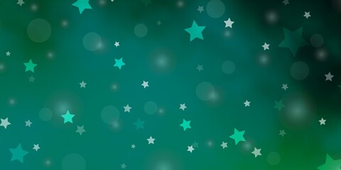 Light Green vector template with circles, stars. Abstract illustration with colorful spots, stars. Template for business cards, websites.