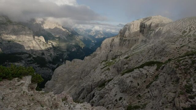 Dolomites Landscape static locked off down valley, shot on Nikon Z6 with 14-30mm lens and Atoms Ninja V (10bit)