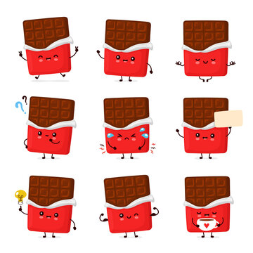 Cute happy funny chocolate bar set collection