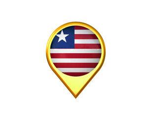 Naklejka premium Liberia flag location marker icon. Isolated on white background. 3D illustration, 3D rendering