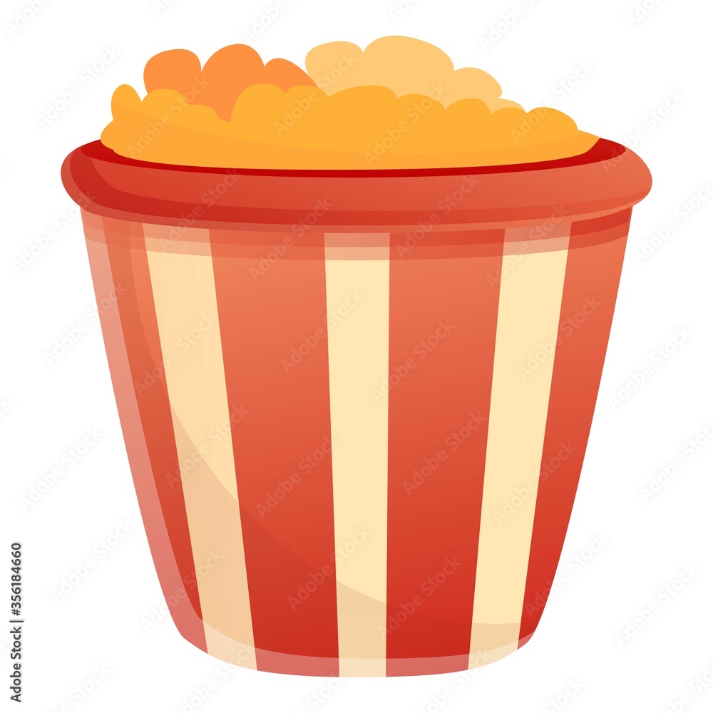 Poster popcorn bucket icon. cartoon of popcorn bucket vector icon for web design isolated on white backgrou