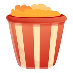 Popcorn bucket icon. Cartoon of popcorn bucket vector icon for web design isolated on white background