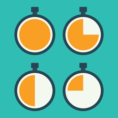 stopwatch flat vector set