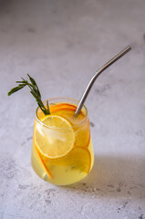 Refreshing cocktail with citrus and rosemary