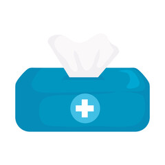 Tissues box design, Disinfects clean antibacterial and hygiene theme Vector illustration