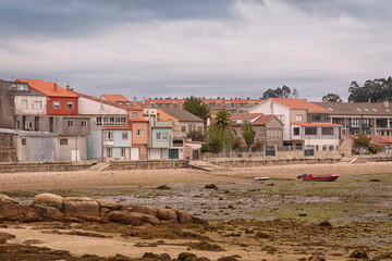 Obraz premium View of Cambados from the island of San Sadurniño, Rias Bajas, Pontevedra, Galicia, Spain, Europe