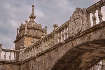Fototapeta premium arch and bridge on the facade of the Plaza de Fefiñanes in Cambados, Rias Bajas, Pontevedra, Galicia, Spain, Europe