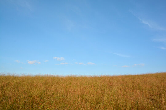 mountains brown grass and blue sky landscape © serra715