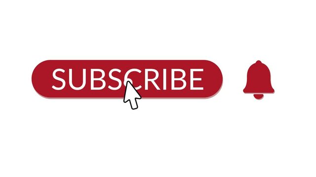 Animated subscribe, notification icon. Animation, social media channel, vlog, motion graphics. Useful for social media accounts, interfaces, websites. No background