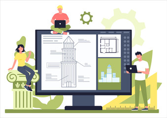 Online architecture platform on differernt device concept. Idea