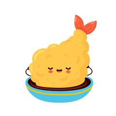 Cute happy funny tempura shrimp in soy