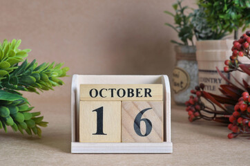 October 16, Vintage natural calendar.