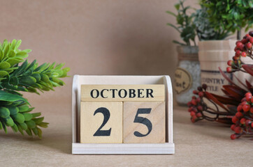 October 25, Vintage natural calendar.