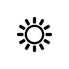 Brightness, Intensity Setting, Bright Sun. Flat Vector Icon illustration. Simple black symbol on white background. Brightness, Intensity Setting, Sun sign design template for web and mobile UI element