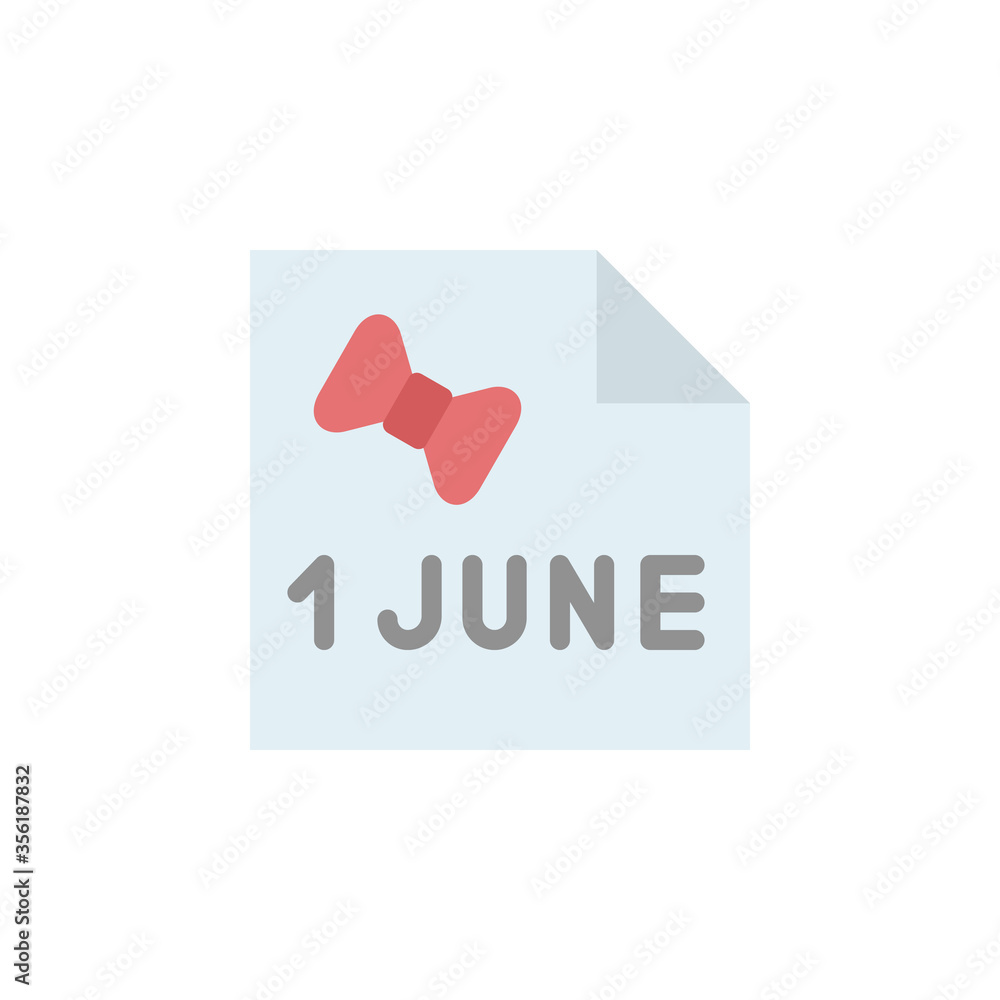 Poster 1 june, paper icon. simple color vector elements of children's day icons for ui and ux, website or m