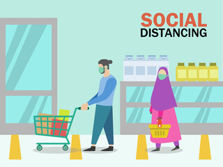 people's activities and social distance when shopping againts coronavirus