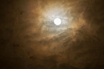 noise and gain dramatic Dark Night Full Moon on cloudy day. fancy dream feel