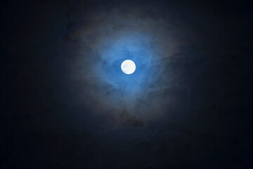 noise and gain dramatic Dark Night Full Moon on cloudy day. fancy dream feel