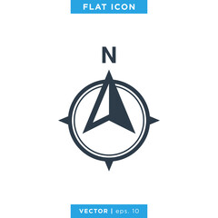 Arrow Compass Icon Vector Logo Template. North Direction.