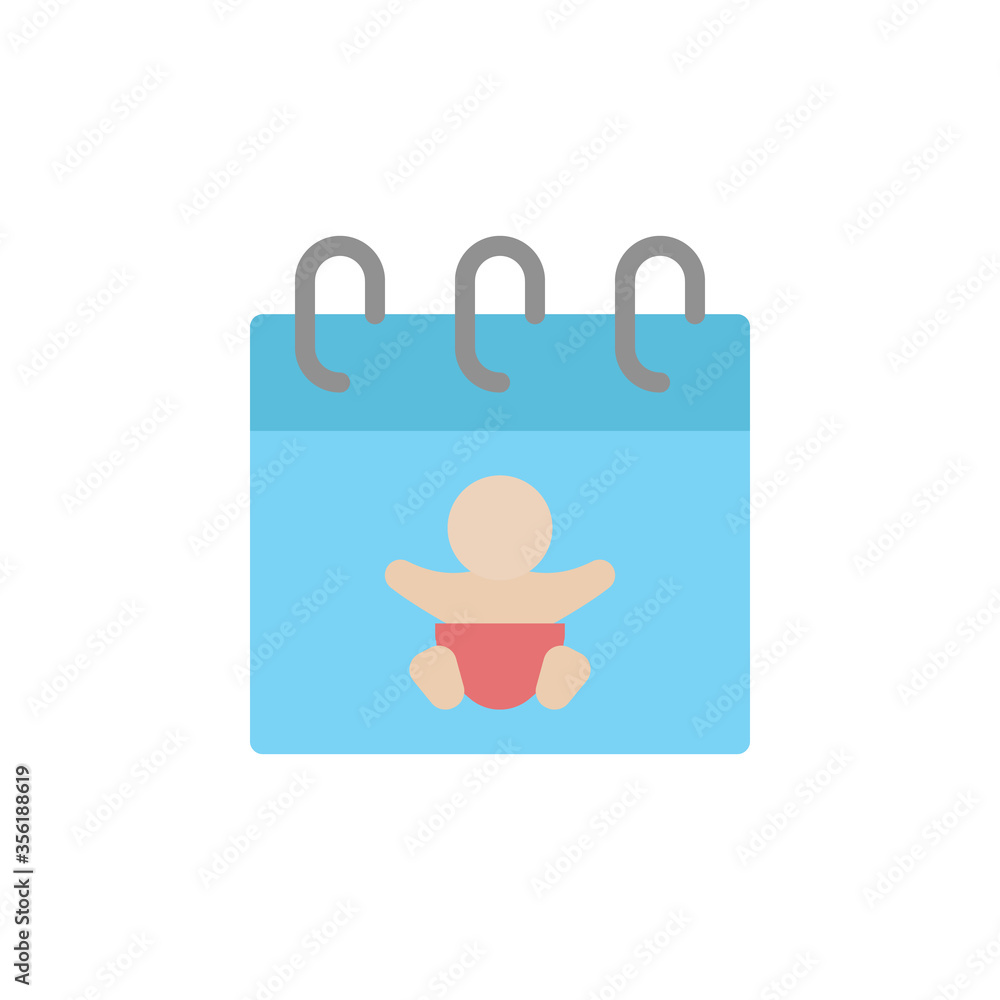 Poster calendar, baby icon. simple color vector elements of children's day icons for ui and ux, website or 